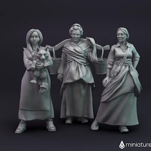 Female Villagers vol. 3 / Peasants / Rural People  - miniatures for Dungeons & Dragons 5E, RPG, wargames and board games
