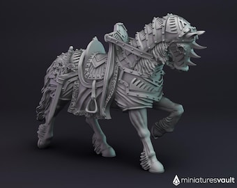 Warhorse / Armored Horse / Knight Mount - miniature for Dungeons & Dragons 5E, tabletop RPG, wargames and board games