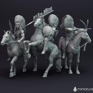 Indigenous Mounted Warriors / Apache / Native Americans - miniatures for Dungeons & Dragons 5E, tabletop RPG, wargames and board games