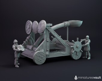 Catapult with Crew / Siege weapon - miniature for Dungeons & Dragons 5E, tabletop RPG, wargames and board games