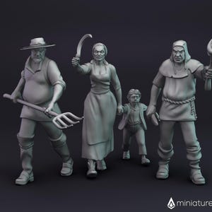 Angry Villagers / Peasants / Mobs - miniatures for Dungeons & Dragons 5E, RPG, wargames and board games