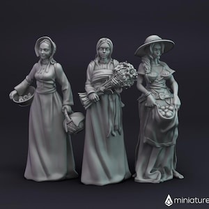 Female Villagers vol. 2 / Peasants / Rural People  - miniatures for Dungeons & Dragons 5E, RPG, wargames and board games