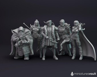 Adventurers Team vol. 1 / Heroes - Warlock, Sorcerer, Bard, Druid, Ranger - miniatures for Dungeons & Dragons 5E, tabletop RPG, wargames