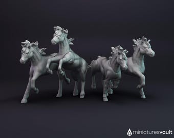 Wild Horses / Horse Pack - miniatures for Dungeons & Dragons 5E, tabletop RPG, wargames and board games