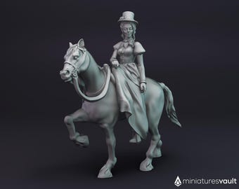 Female Noble on a Horse / Mounted Aristocrat - miniature for Dungeons & Dragons 5E, RPG, wargames and board games