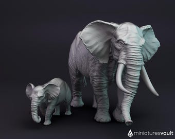 Elephant Set - miniatures for Dungeons & Dragons 5E, tabletop RPG, wargames and board games