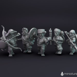 Halfling Adventurers / Commoners / Militia - miniatures for Dungeons & Dragons 5E, tabletop RPG, wargames and board games