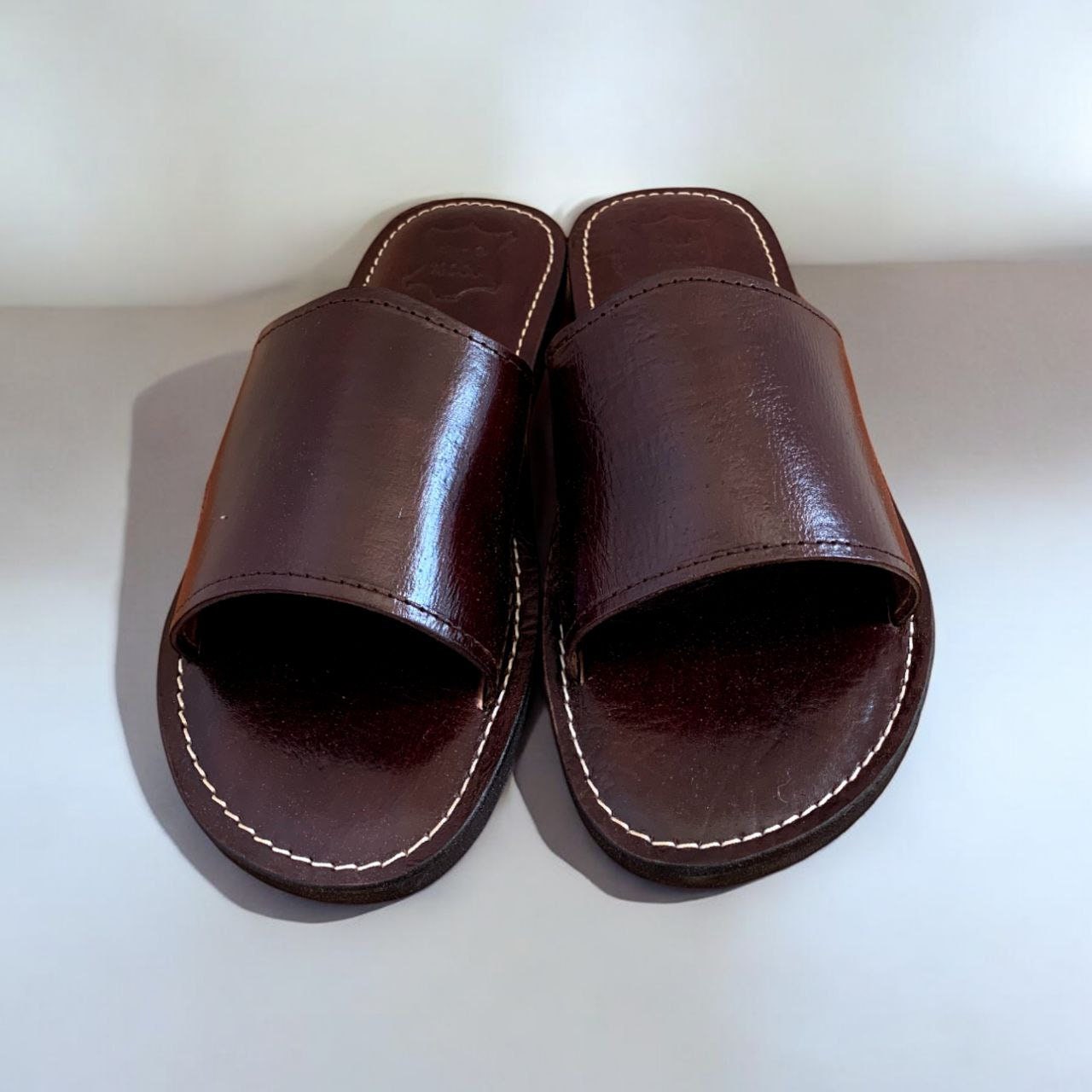 ?Men Slide Sandals Brown Slip-on Classic Comfort Streetwear Open-Toe Shoes Amazon.com | TIESTRA Mens Leather Slide Sandals Comfortable  main image 3