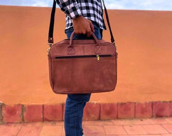 Handgefertigte Herrenleder Umhängetasche, Leder Bürotasche für Herren, Macbook Ledertasche, benutzerdefinierte Leder Aktentasche, Computertasche für Laptop 13-15-16 Zoll