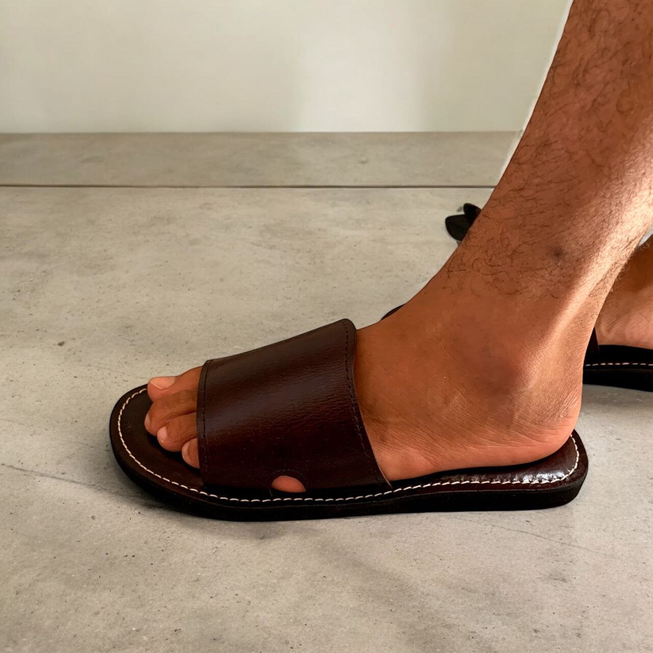 Ludwig Reiter Mens Slide Sandals Open Toe Slip On Leather Brown 42 - US 8.5-9 LUCA Leather Slide - Ravine | Sandals | Huckberry main image 2