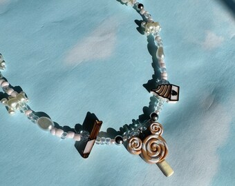 Collar de cuentas Pastel Coquette Main Street Treats - estilo años 2000, perlas, joyería linda y moderna, collar desigual