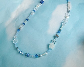 Frozen Elsa Inspired Beaded Necklace light blue, let it go ice queen,  frozen accessory, trendy jewelry, costume, gift, y2k, mismatch