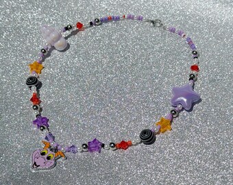 Collar de cuentas inspirado en Figment Epcot - Y2K, Walt Disney World, joyería moderna y bonita, collar desigual