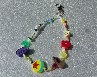 Toy Story Buzz and Woody Inspired Beaded Bag Charm - keychain, clouds, disney pixar, theme park, hollywood studios