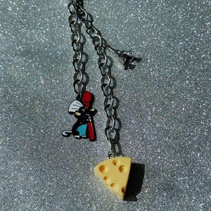 Remy Ratatouille Inspired Silver Chain Bag Charm - paris, pixar, y2k, eiffel tower, trendy, bag accessories, theme park, wdw, disney