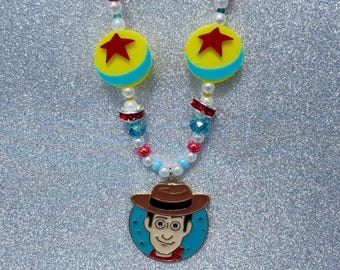 Collar de cuentas de Woody Toy Story - Y2K, joyería de moda, collar desigual, Pixar, Disney