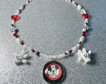 Mickey Mouse Club Inspired Beaded Necklace - disney, cute trendy jewelry, mismatch necklace