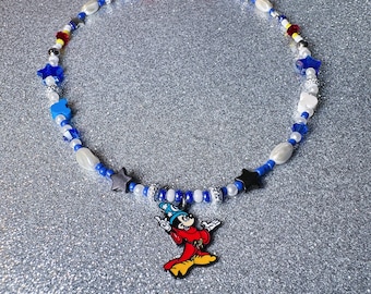 Collar de cuentas inspirado en el hechicero Mickey Mouse - Y2K, fantástico, linda joyería de moda, collar desigual, cuentas, Disney