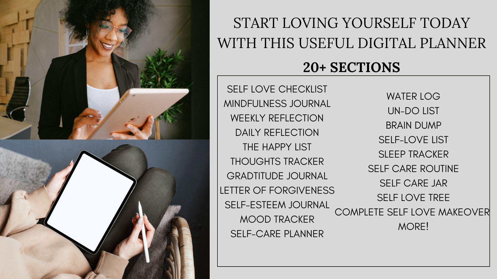 Self Love Planner | Digital Planner | Downloadable & Editable Planner ...