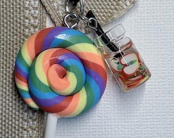 Mix and match random  lollypop beads with summer drink beads or gummy bear Cell phone straps. Friendship keychains. Good for goodie bags.