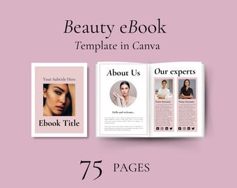 Beauty Skincare eBook Template: Canva Workbook, Lead Magnet (75 Pages)