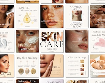 Plantillas de Instagram para esteticistas / Plantillas para redes sociales de negocios de cuidado de la piel / Publicaciones de Instagram para salones de belleza