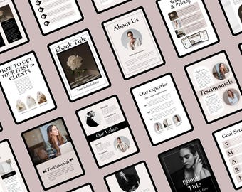 Small Business Canva eBook Template, Workbook Coach, Canva Workbook, Minimalist ebook Template, Lead Magnet Canva, Magazine Template