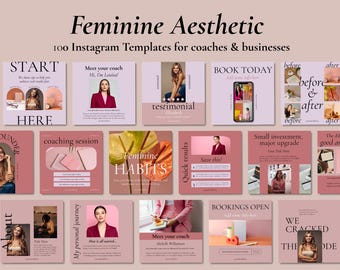 Instagram Templates for Coaches | Social Media Canva | Feminine Instagram Templates | Coach Instagram Posts and Carousels