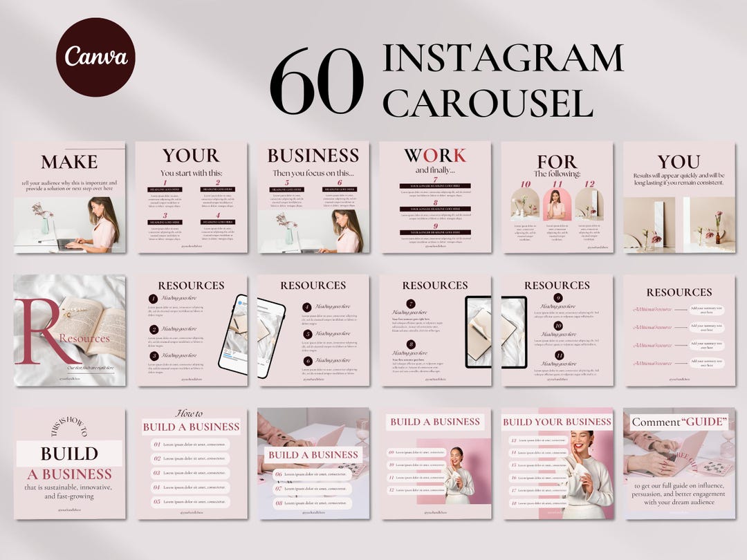 Soft Pink Instagram Carousel Templates, Business Coach Posts, Feminine ...