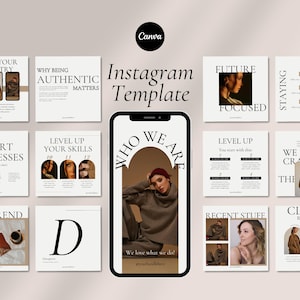 Instagram Vorlage Canva | Kleine Unternehmen Instagram-Vorlage | Minimalistisches Instagram | Neutrale Social Media Posts | Neutral Instagram | Reisebus