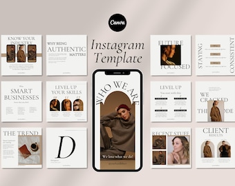 Minimalist Instagram Template for Coaches, Neutral Social Media Posts, Aesthetic Instagram Feed