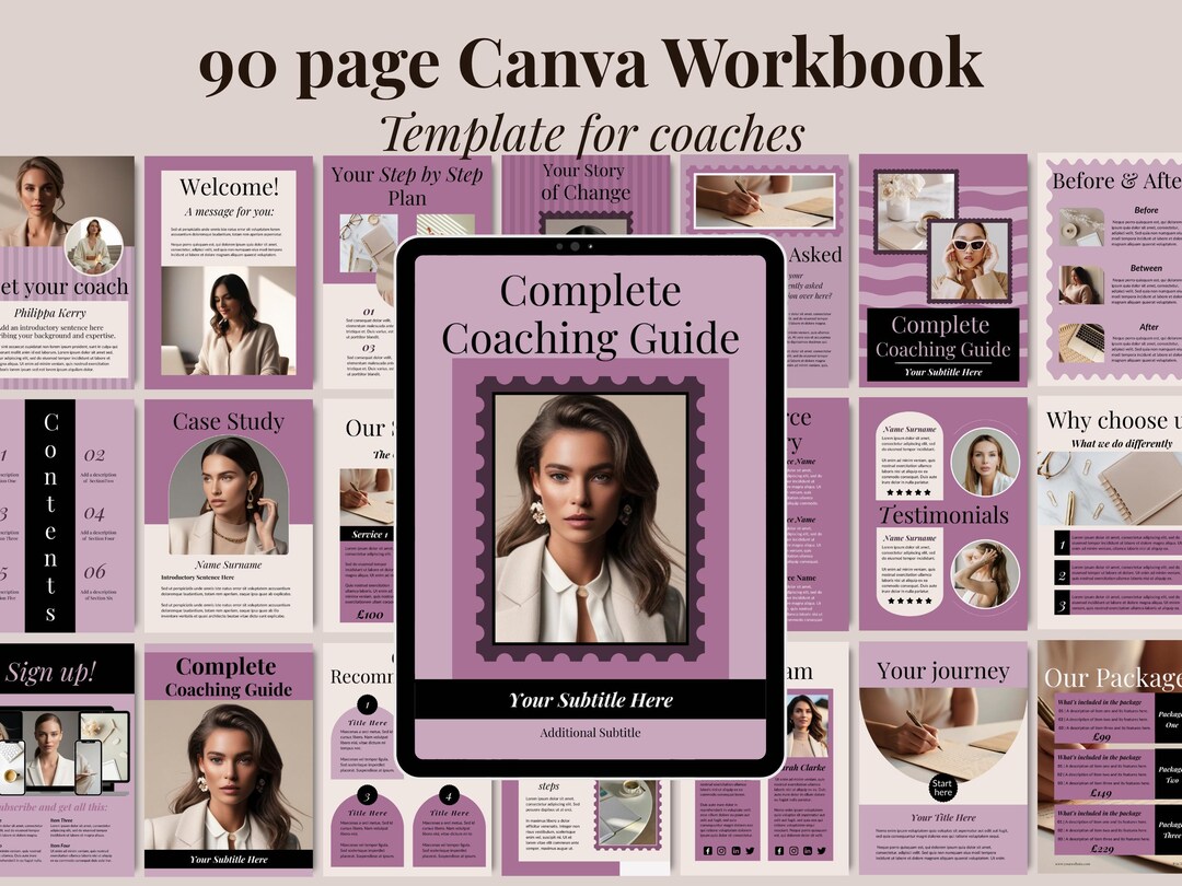 Canva Ebook Workbook Template for Coaches | 90 Page Client Workbook ...