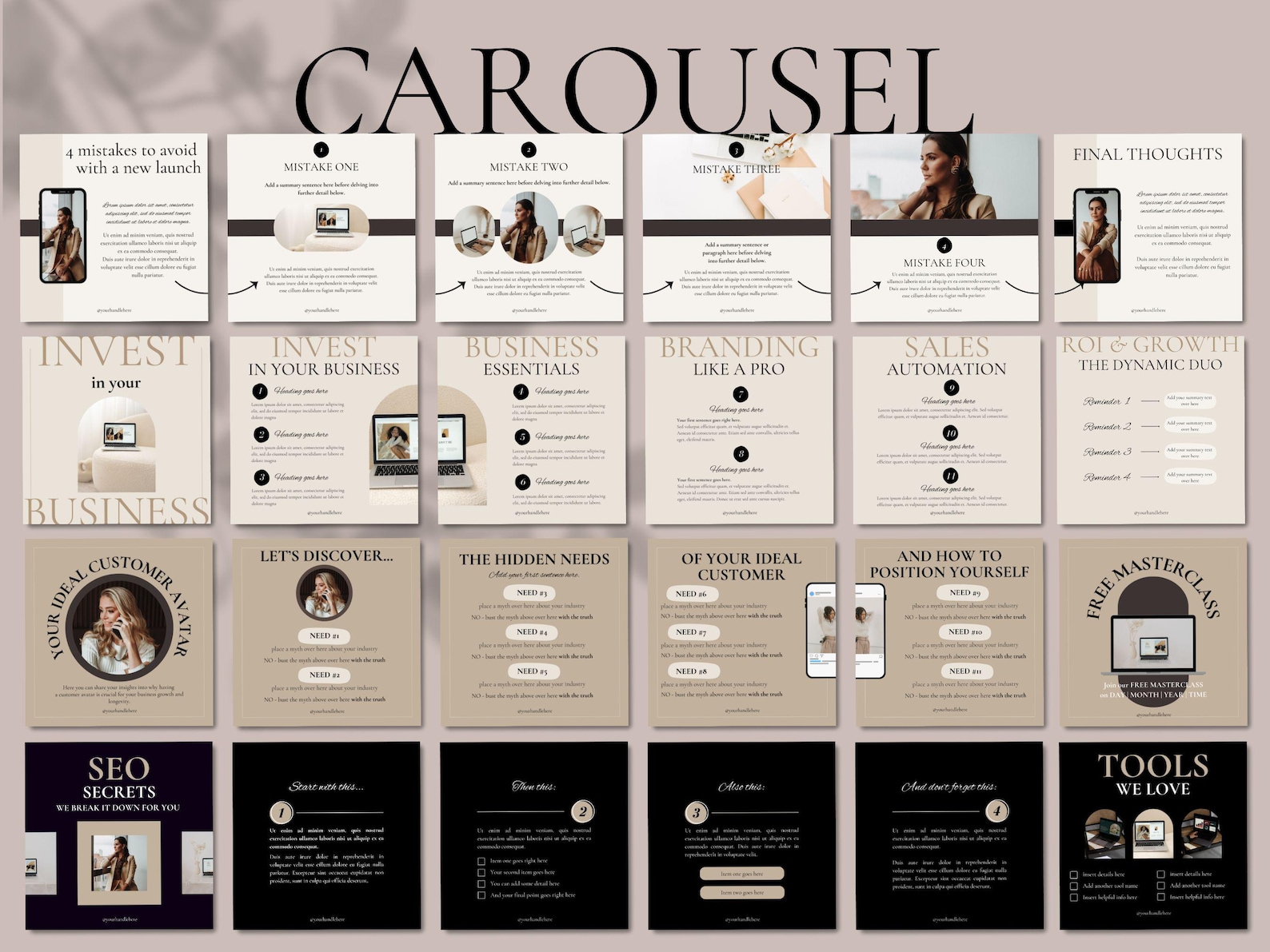 Minimalist Instagram Carousel Templates, Editable Carousel Posts for ...