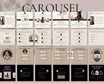 Minimalist Instagram Carousel Templates, Editable Carousel Posts for Coaches and Social Media Managers