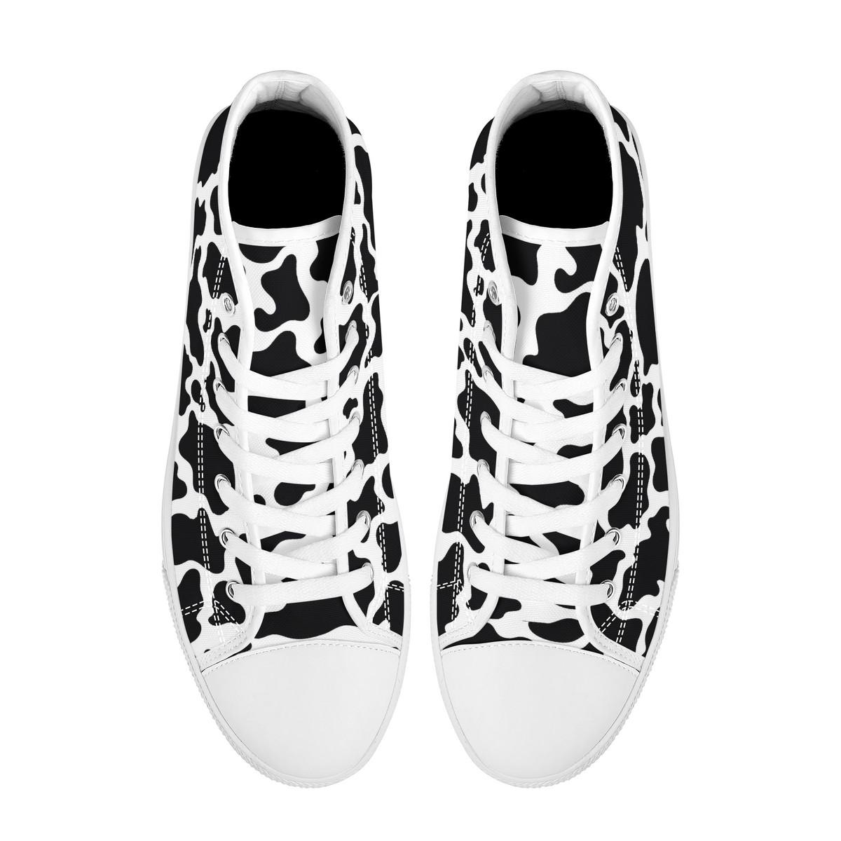 Pink Cow Pattern Print Men's High Top Shoes