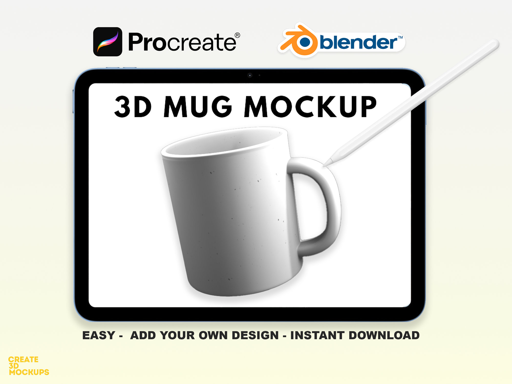 3D Mug Mockup Template, Procreate & Blender, Instant Download - Etsy