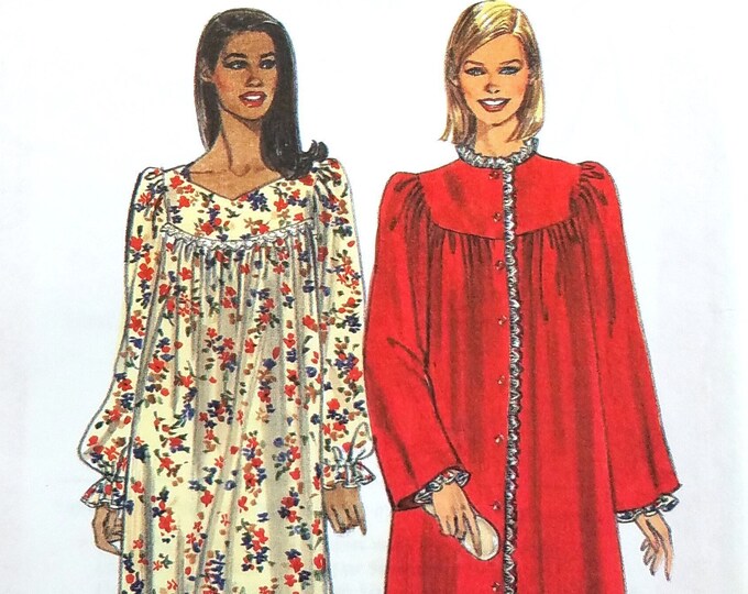 Simple Robe Designs Nightgown and Robe Pattern so Easy Simplicity 7928 Size XS to XL Puff ...