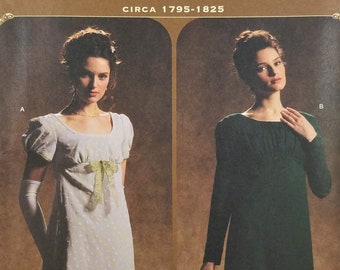 Regency Dress Pattern Simplicity 4055 Size 6 8 10 12 Georgian Gown Bridgerton Style Sewing