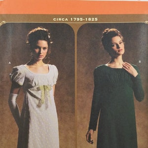 Regency Dress Pattern Simplicity 4055 Size 6 8 10 12 Georgian Gown Bridgerton Style Sewing