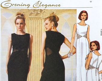 Column Dress Sewing Pattern McCalls 9350 Size 4 6 8 or 16 18 20 Princess Seams Waist Cutouts Formal or Cocktail