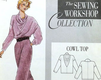 Sewing Workshop Cowl Top Pattern Size S M L Drape Front Blouse