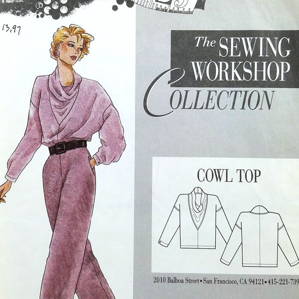 Sewing Workshop Cowl Top Pattern Size S M L Drape Front Blouse