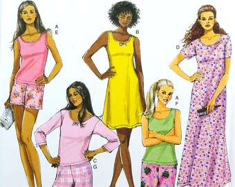 Sleepwear or Pajama Sewing Pattern Butterick B 5432 Size XS S M Loungewear Nightgown Easy to Sew