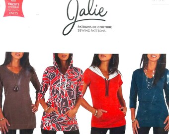 Athleisure Hoodie or Top Sewing Pattern Jalie 3132 Nursing Options Sizes 0 to 22 Tunic Kangaroo Pocket Stretch Knits