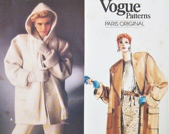 Vogue 1637 vintage 1980s Christian Dior Hooded Coat & Stirrup Pants Sewing Pattern Size 14
