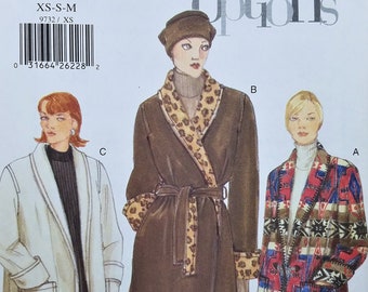 Vintage Shawl Collar Coat Sewing Pattern Vogue 9732 Size 6 8 10 12 Easy Options Length Variations