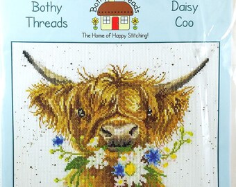 Bothy Threads Daisy Coo Cross Stitch Kit Hannah Dale Highland Cow Needlework