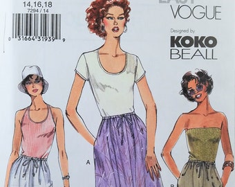 Loose Fit Pants Shorts or Skirt Sewing Pattern Vogue 7294 Size 14 16 18 Y2K Koko Beall Design Very Easy to Sew