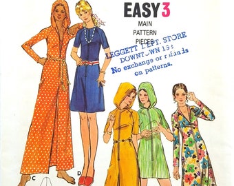 Coverup or Caftan Sewing Pattern Butterick 6183 Size 18 Bust 40 Front Zip Hood Mini or Maxi Length Variations