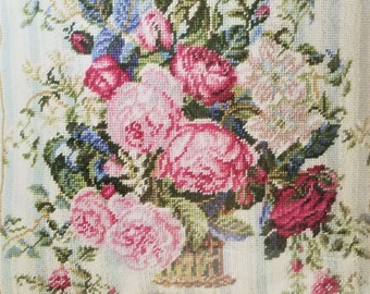 Anna Griffin Needlepoint Kit English Garden Majesty Bucilla 4881 Cottagecore Floral Roses Needlework Pillow
